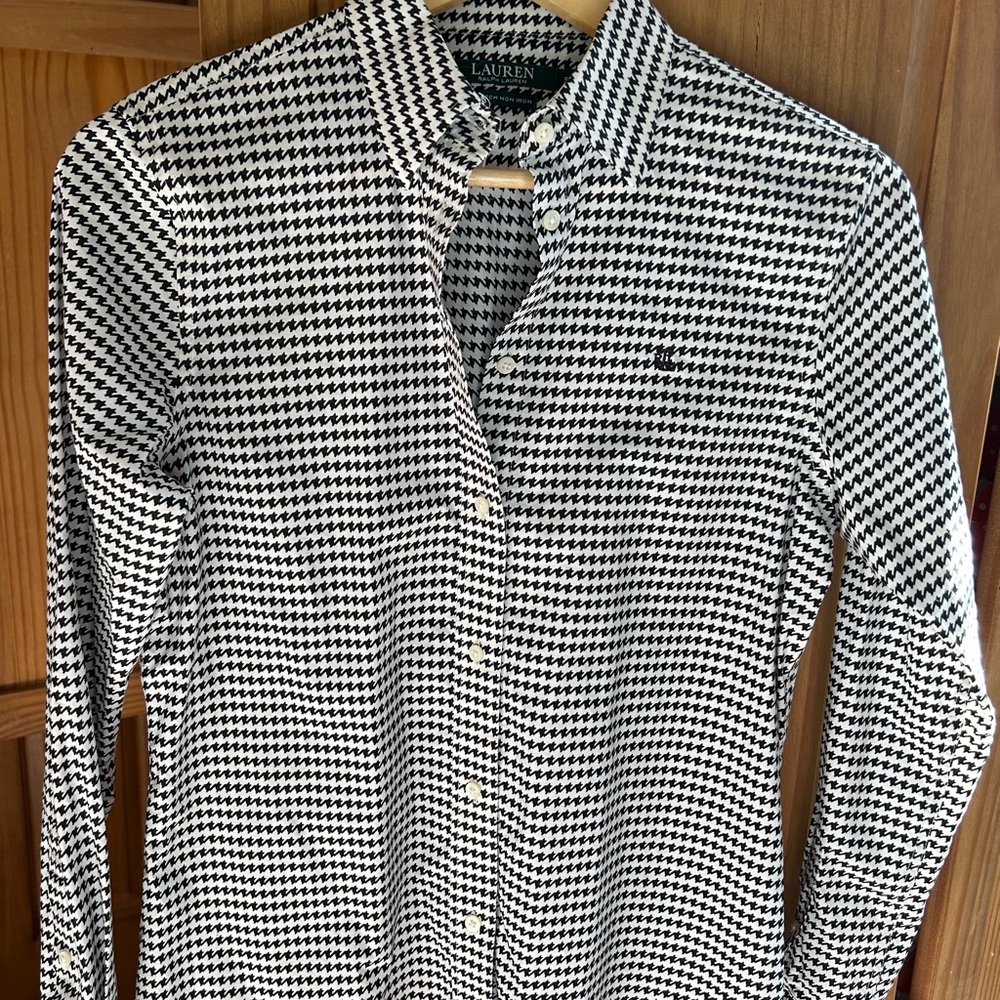 Lauren Ralph Lauren Houndstooth Button Down Shirt Size S